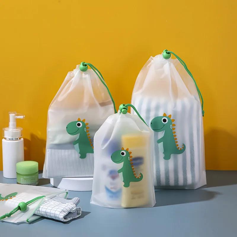 1pcs Transparent Drawstring Storage Bag Clothes Underwear Shoes Organizer Pouch Travel Toiletries Cosmetic Cartoon Storage Bag