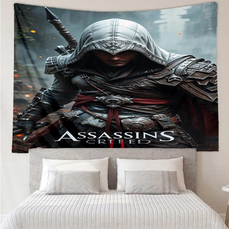 Tapeçaria com Estampa de Assassin's Creed, Fundo, Montagem Fácil, Ideal para Quarto, Escritório e Sala de Estar, com Decoração Estética para Pendurar na Parede.