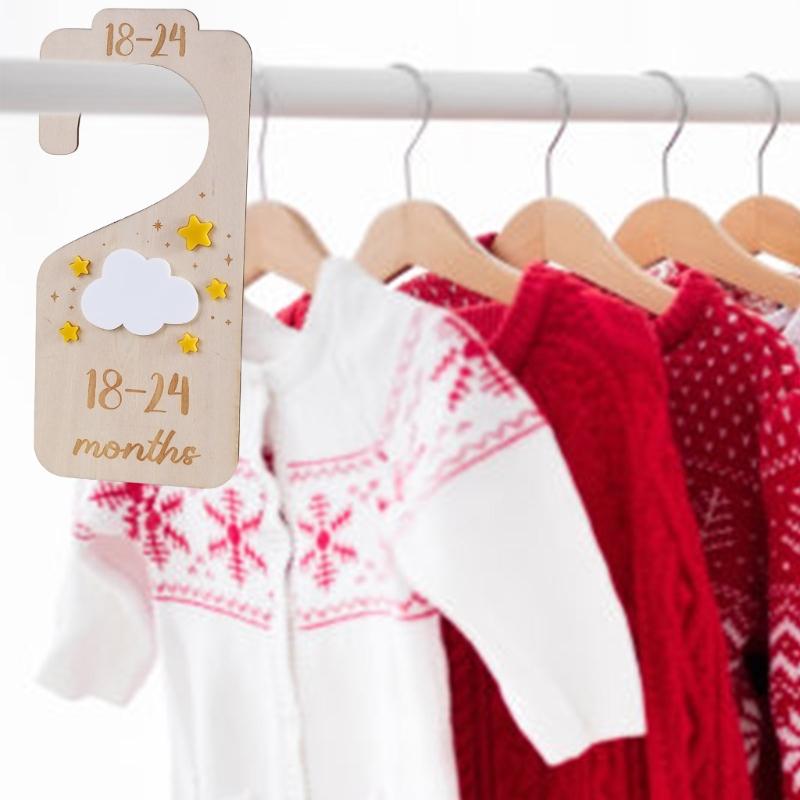 Set of 7 Wood Baby Wardrobe Closet Dividers Nursery Clothing Organizers Infant Clothes Size Organization Partition