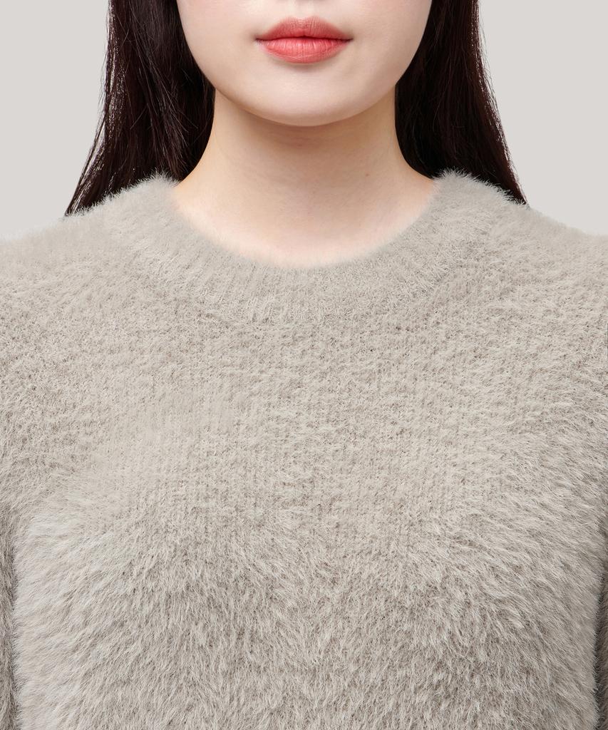 MUSINSA STANDARD WOMAN Women'S Fuzzy Crew Neck Knit [Warm Grey]