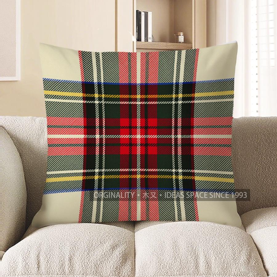 Home Decor Vibrant Plaid Pattern Throw Pillow For Home Pattern Cushion Cover Suitable For Sofa Bedroom Car Pillow Cover