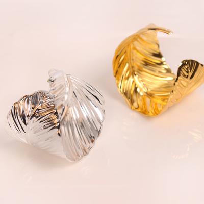 Leaf Texture Open Bracelet Cold Metal Wind Personalized Arm Ring Exaggerated Niche High-end Jewelry