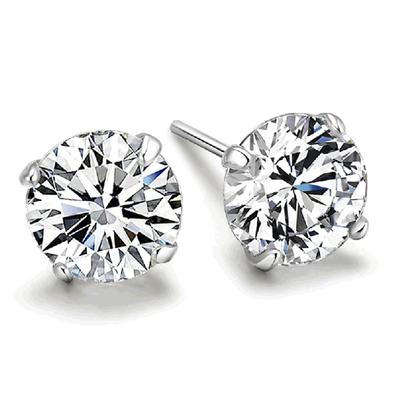 Orecchini a Bottone da Donna di Lusso Color Argento Moda Alta Qualità Zircone Rotondo Un Paio Orecchini Per Donna Ragazza Gioielli Regali per Festival