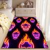 "Flaming Skull Neon Art Carpet, Bright Modern Decor, Black Base" Suitable for use as an anti-slip for living room bedroom sofas