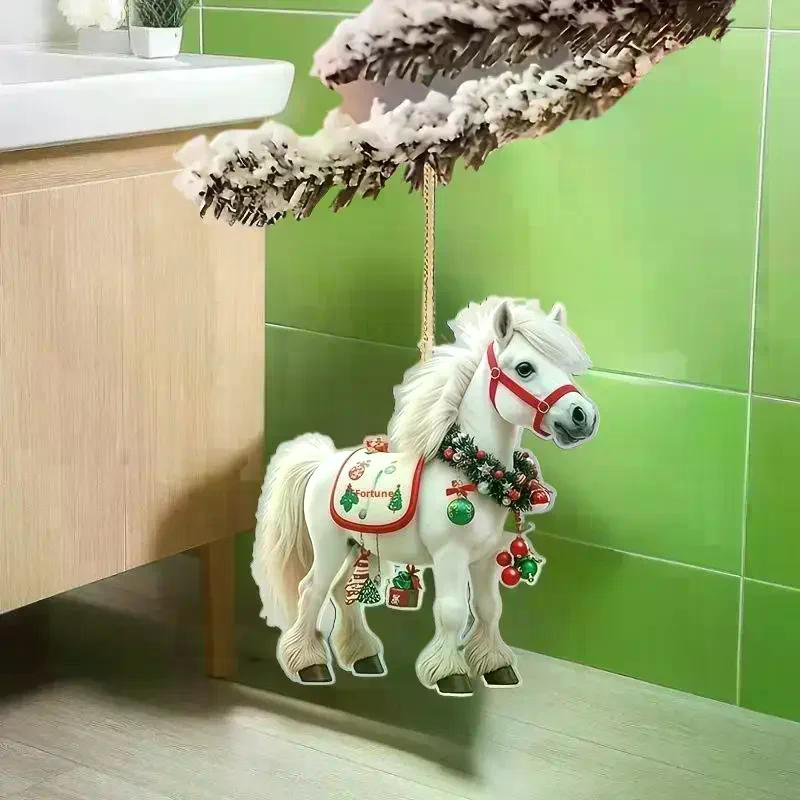 1/3 Stück Elegantes Weihnachts-Pferd 2D Acryl Dekorationen zum Aufhängen an Weihnachtsbäumen als Weihnachts-Heimdekorationen Weihnachtsfeier Geschenke