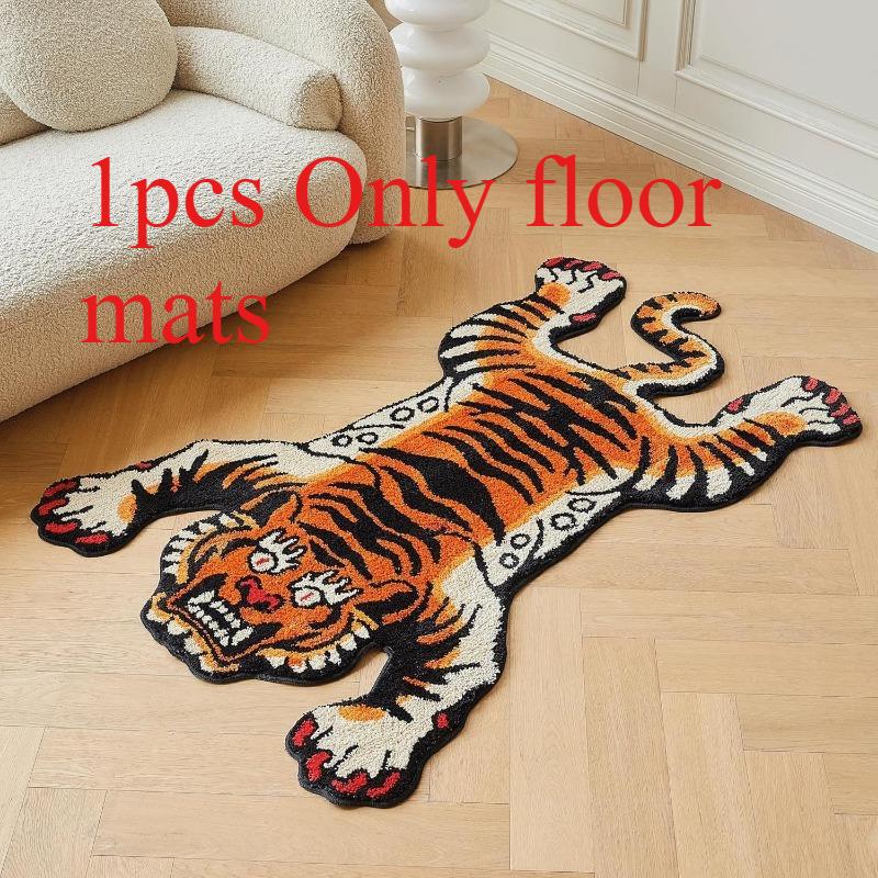 1pcs Irregular Tiger-shaped Rugs Household Animal Rugs Household Bedroom Sofa Floor Mats Non-slip Indoor Carpets