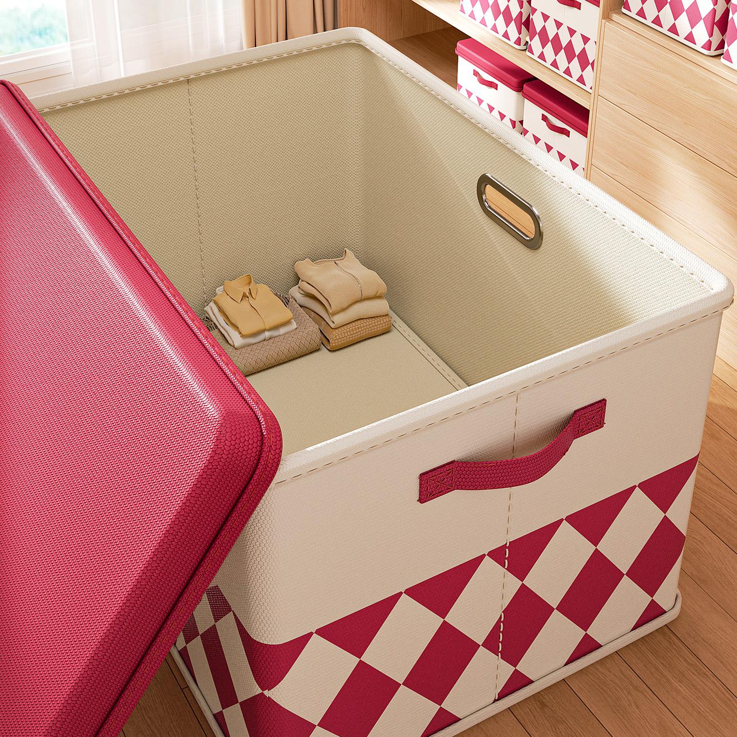 Очень большой складной тканевый ящик для хранения одежды с крышкой 1-pack Oxford Fabric Dust Moisture Resistant 2250₽