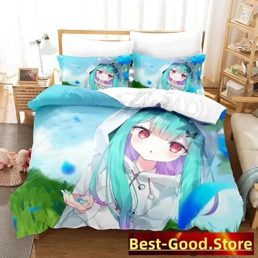 Vtuber Hololive Uruha Rushia Bedding Set Single Twin Full Queen King Size Bed Set Adult Kid Bedroom Duvetcover Sets Anime
