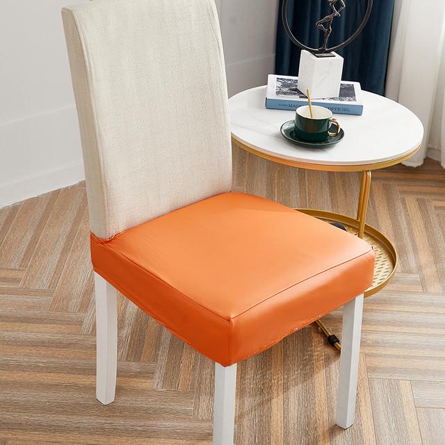 Pu Leather Chair Seat Cushion Cover Elastic Water Proof Horn Stool Cover Wedding Occasion Hotel Use Party Decoration Lounge Half Dining Chair Cover