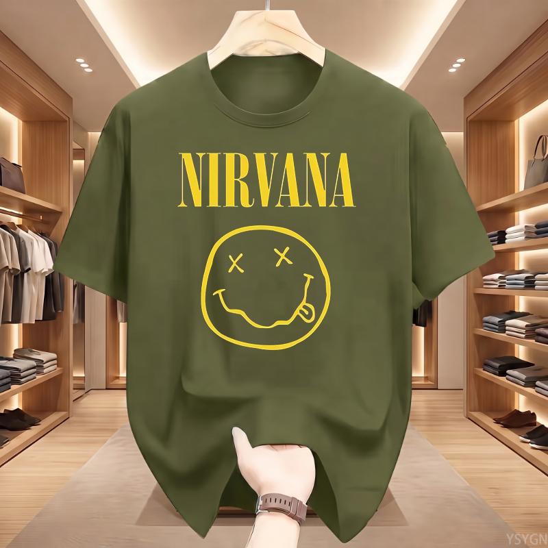 Nuova T-shirt Unisex Nirvana Rock Band 100% Cotone Stile Hiphop Unisex e Unisex Oversize Y2K Tee Casual Larga per Esterno Strada