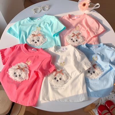Boy And Girl Casual Short-sleeved T-shirt For Summer, Cute Plush Dog-style Children's Top