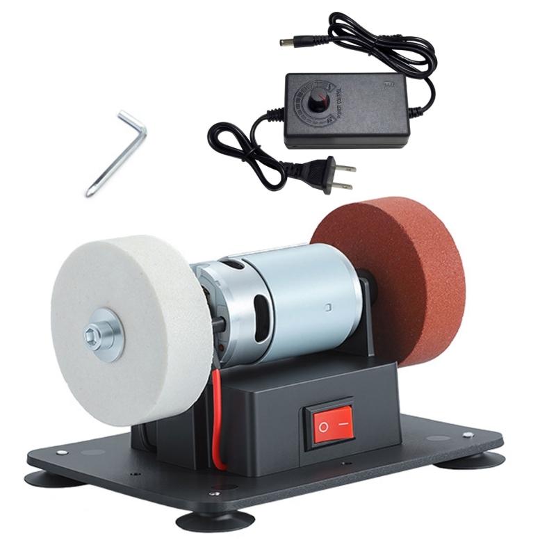 Efficient Plastic Base Desktop Grinder Featuring 150W Motor And Double Wheels For Home Workshop Use Stable Operation