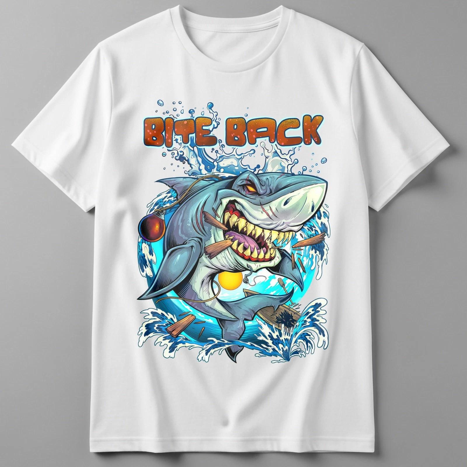 

Стиль Shark Bite Back для уличной одежды, футболки для взрослых/детей 100