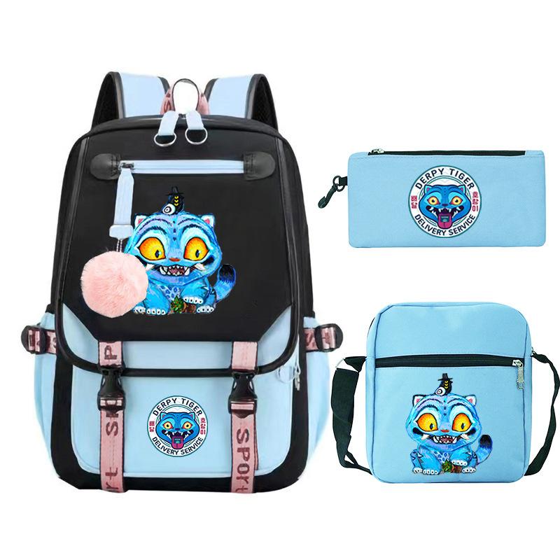 Animation Cartoon Printing High-Value Student School Bag Children'S Shoulder Backpack Pencil Bag Three-Piece Set