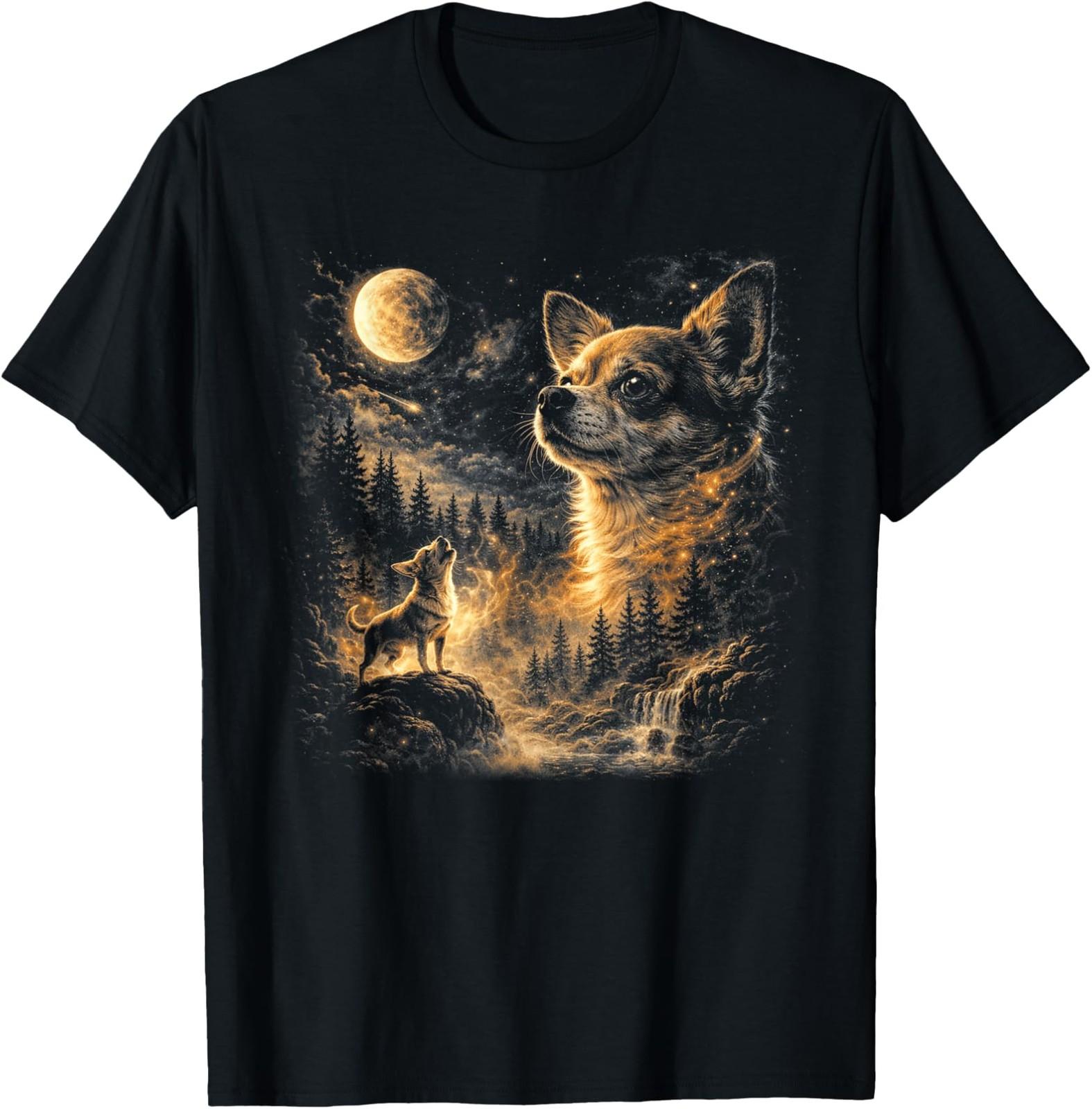 Chihuahua Howling to The Moon T-Shirt Vintage 90s Retro Animal T-Shirt S разноцветный