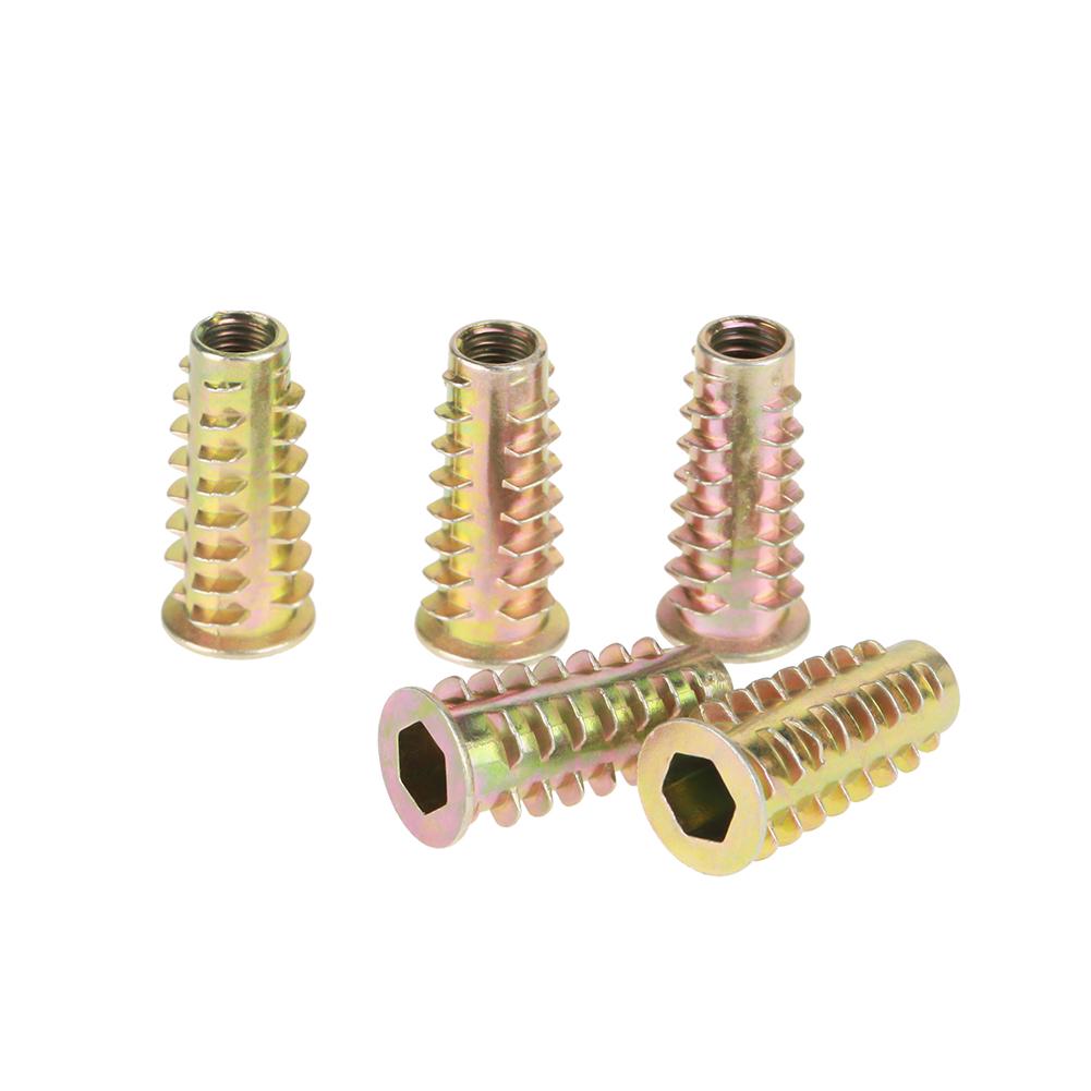 20Pcs M625mm Zinc Alloy Hex Drive Head Furniture Nuts Threaded Insert for Wood Insert 20Pcs M625mm Zinc Alloy Hex Drive Head Furniture Nuts Threaded Insert for Wood Insert