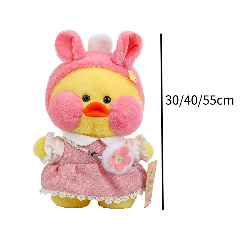 

Плюшевая игрушка Утка Мягкая игрушка с головным убором Платье Сумка через плечо Наполнитель из ПП хлопка 30cm/11.81in розовый
