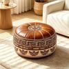 Fillable Round Ottoman Stool Vintage Style Storage Ottoman Pouf Footstool Cover  Entryway Seating