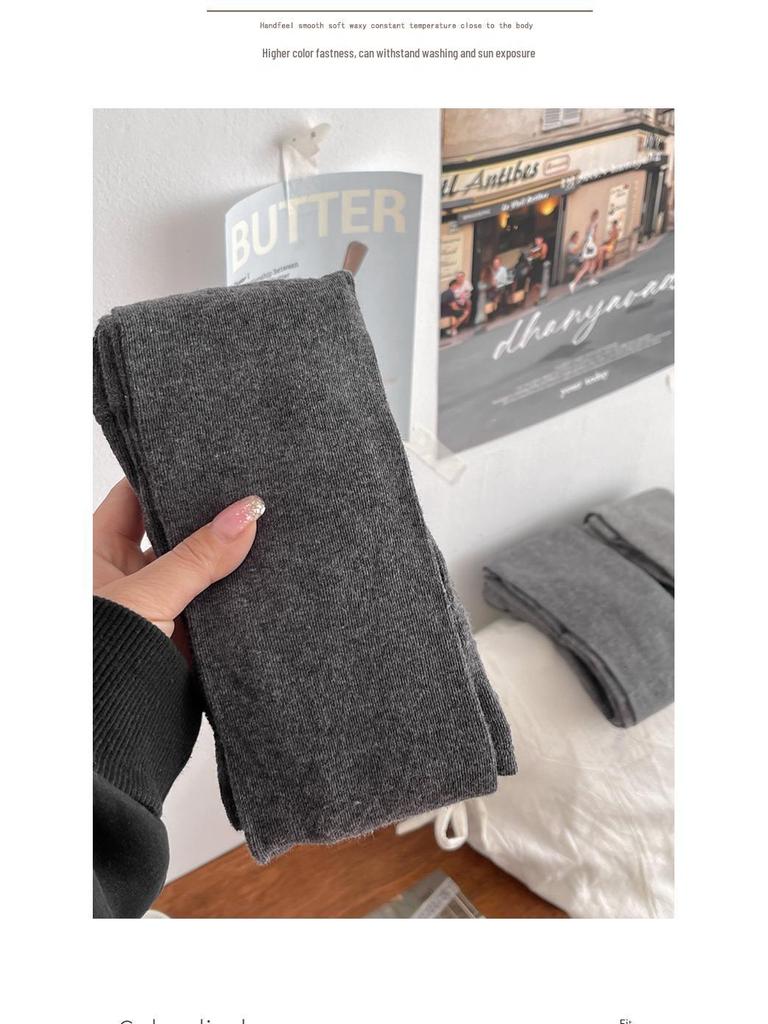 Women's Combed Cotton Tights, Grey Diamond Pattern, Slimming, Medium Thickness, Autumn/Winter Style.