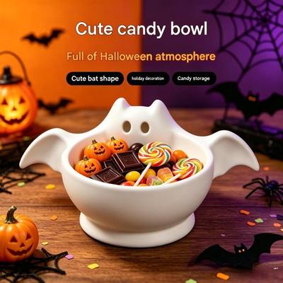 Cute Halloween Bat Shaped Storage Bowl 3D Printed Desktop Candy Bowl  Party Decoration