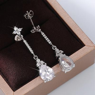 Huitan Kristall Birne Zirkonia Hänge Ohrringe Frauen Luxus Farbe Ohr Zubehör Temperament Hochzeit Trend Schmuck