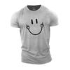 3D-gedrucktes Herren Sommer Kurzarm Lauf Sport Fitnessstudio Muskel T-Shirt Smiley Gesicht Übergroß Sportlich Lässig Hochwertige Kleidung