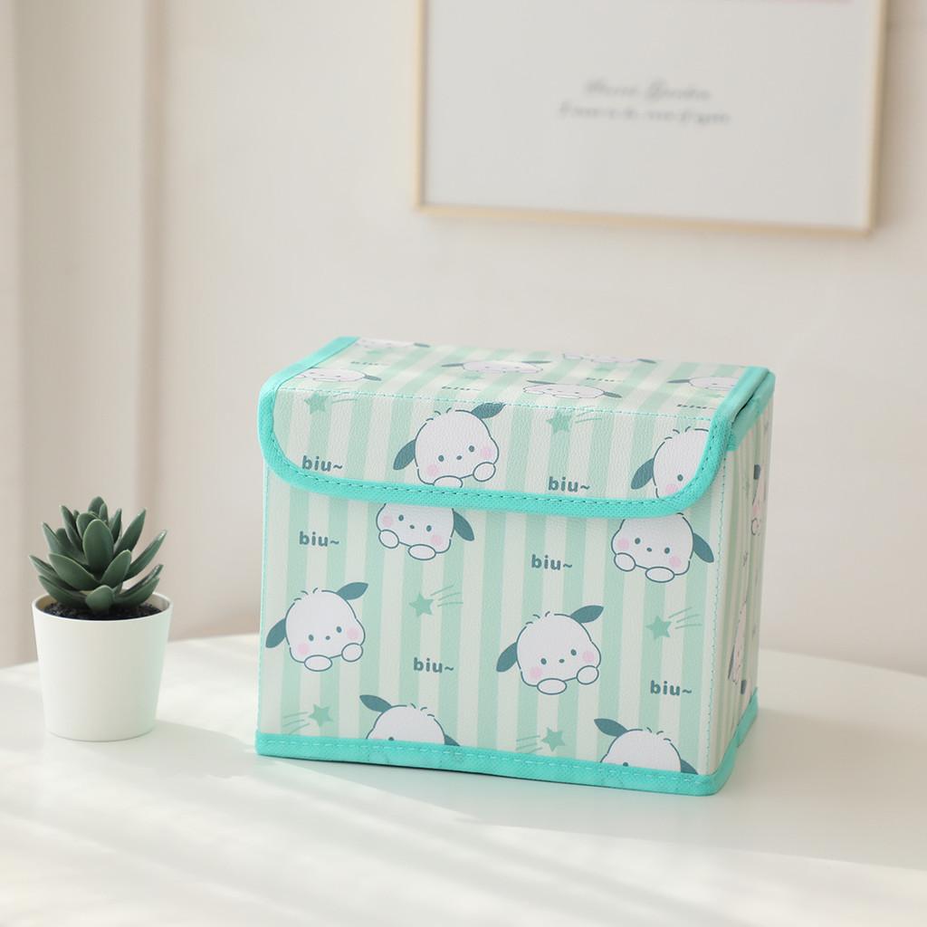 Hello Kitty Kuromi Cinnamoroll Melody Gittermuster Faltbare Klapp-Aufbewahrungsbox für Büro und Schlafzimmer