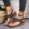 Thone-Keilsandalen für Damen, einfarbige Slingback-Schuhe mit offenem Zehenbereich und Knöchelschnalle, lässige Retro-Schuhe