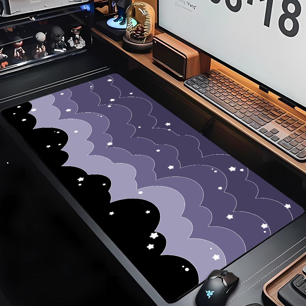 Large Size Pink Mousepad Pastel Clouds Desk Mat Kawaii Cartoon Mouse Pad Rubber Table Mat Extended Gaming Lock Edge Keyboard Mat