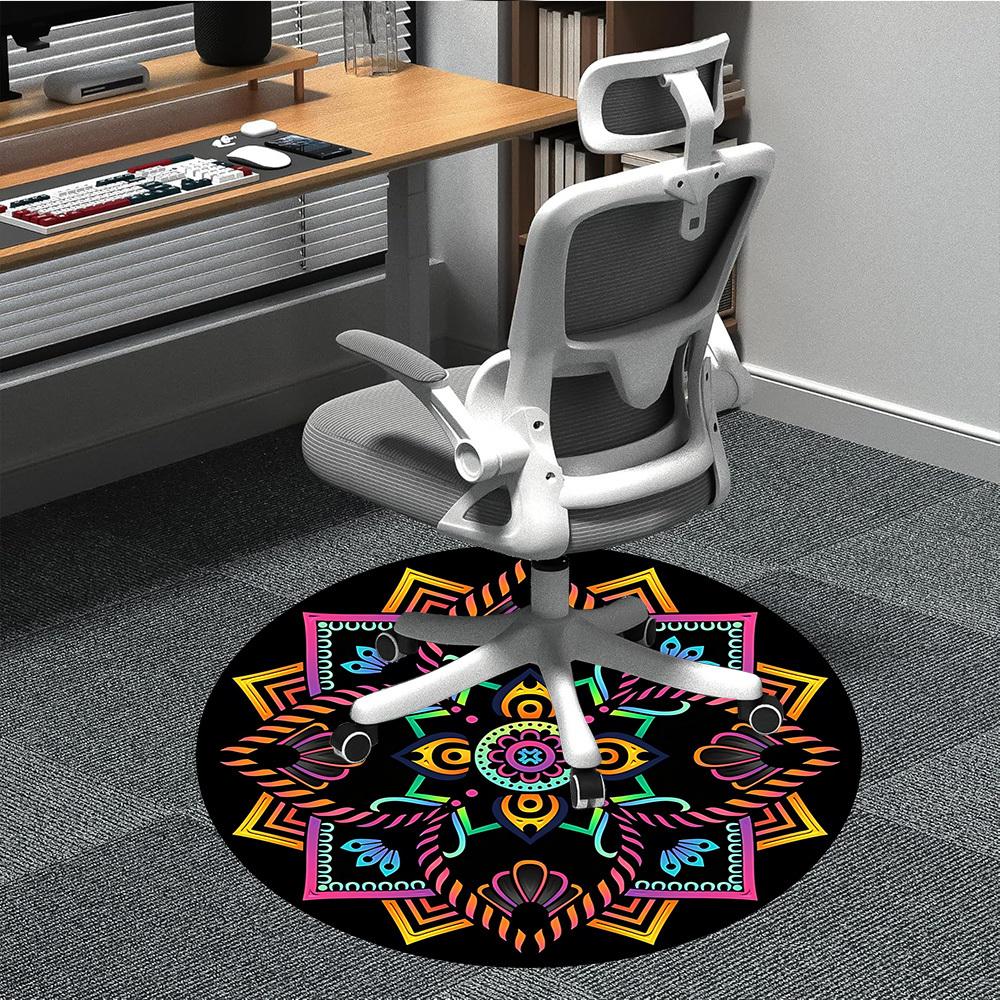 1pc Mandala Pattern Office Round Rug, Carpet for Office, Gaming, Lightweight Round Floor Mat Yy260208032