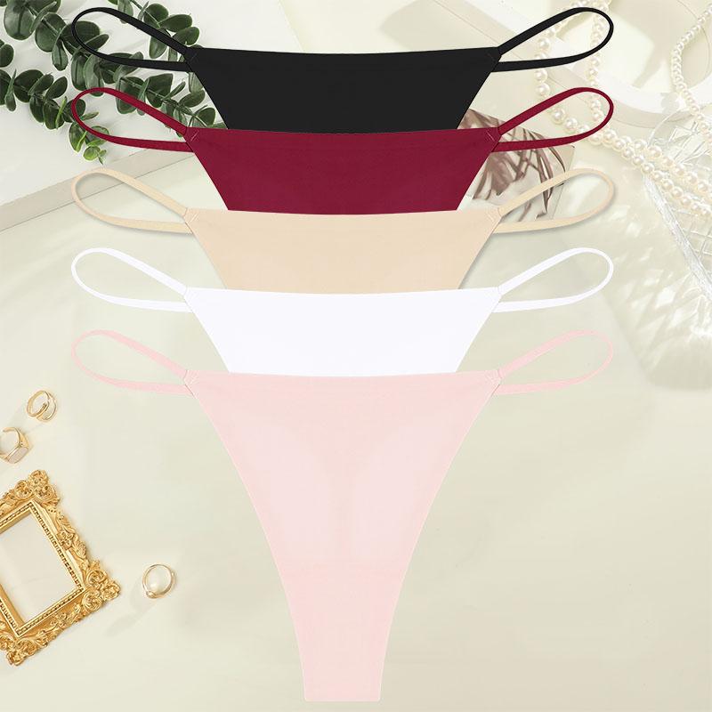 5Pcs/Set Sexy Minimalist Thong Underwear for Women Low Rise Thin Strap Seamless Soft Comfortable Briefs