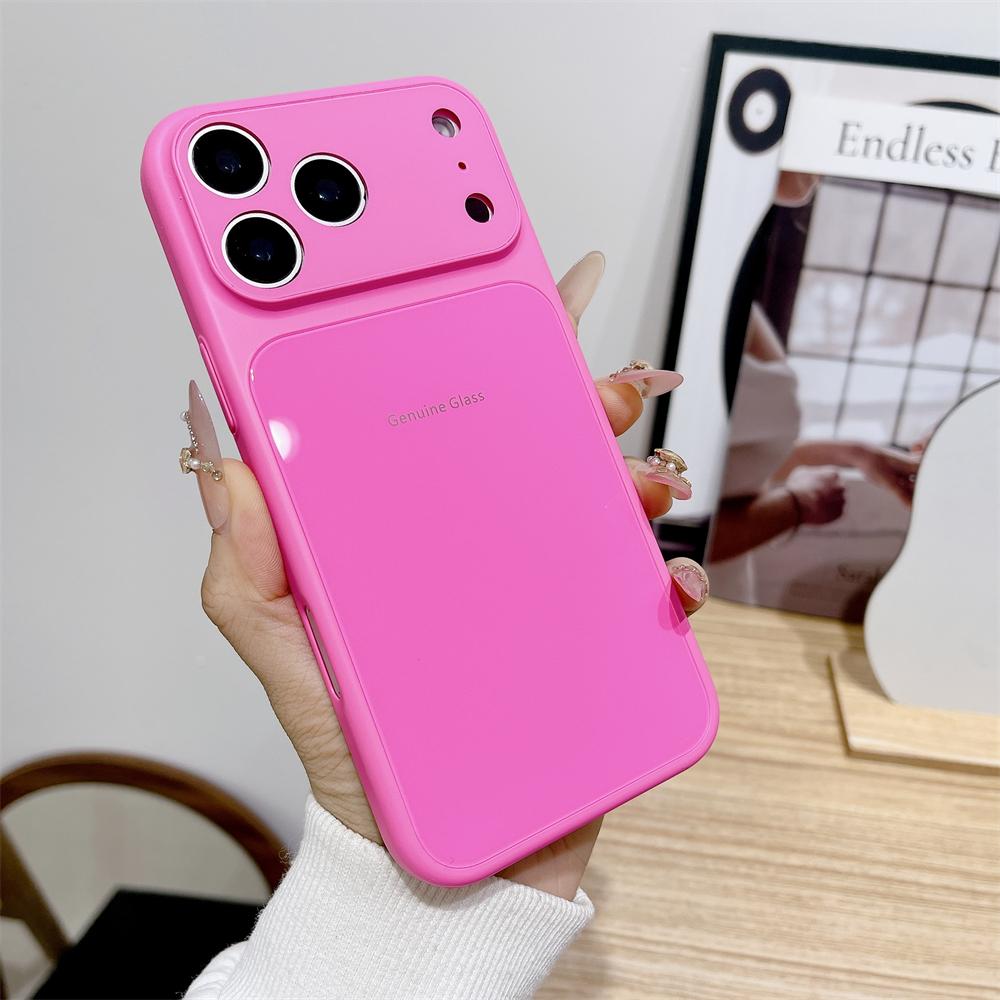 

Genuine Glass Glossy Hard Shockproof Case for iPhone 17 16 15 14 13 12 11 Pro Max Plus Macaron Candy Color Cover for iPhone Air iPhone 15