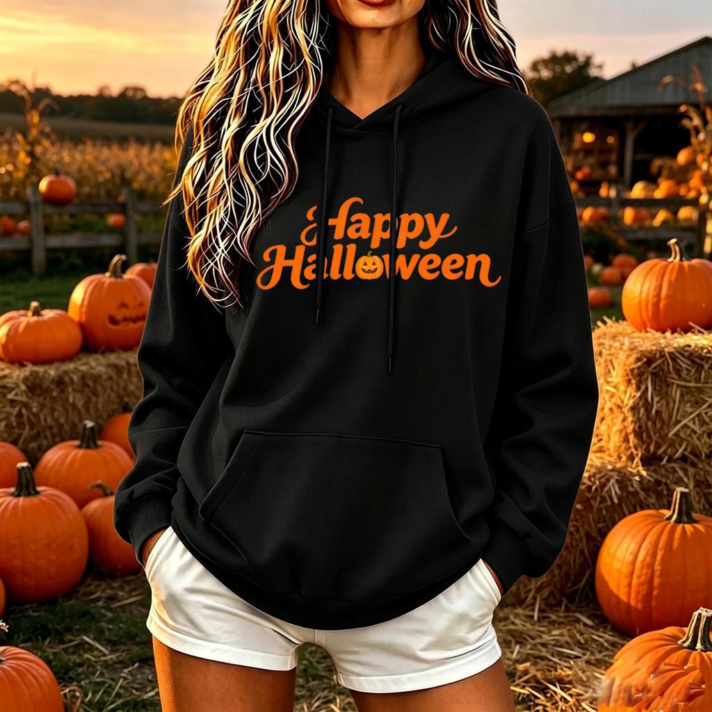 Women's Halloween Hoodie Color Loose Fit Casual Top