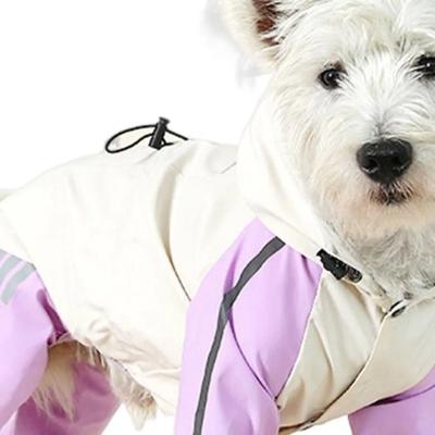 Dog Raincoat Waterproof Puppy Onesie Hooded Pet Rain Jacket Full Costume Wrap Poncho Reflective Strips Small Medium Pet Clothes