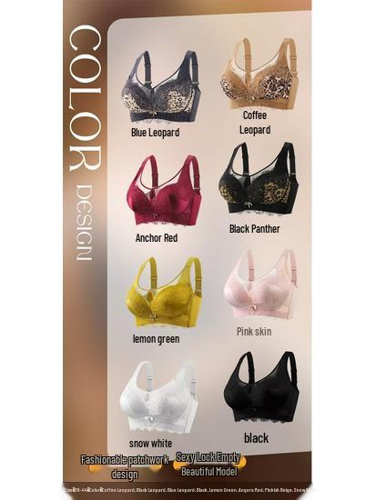 2026 Light Sexy Leopard Print Push-Up Bra with Lace and Side Support for a Flattering Silhouette