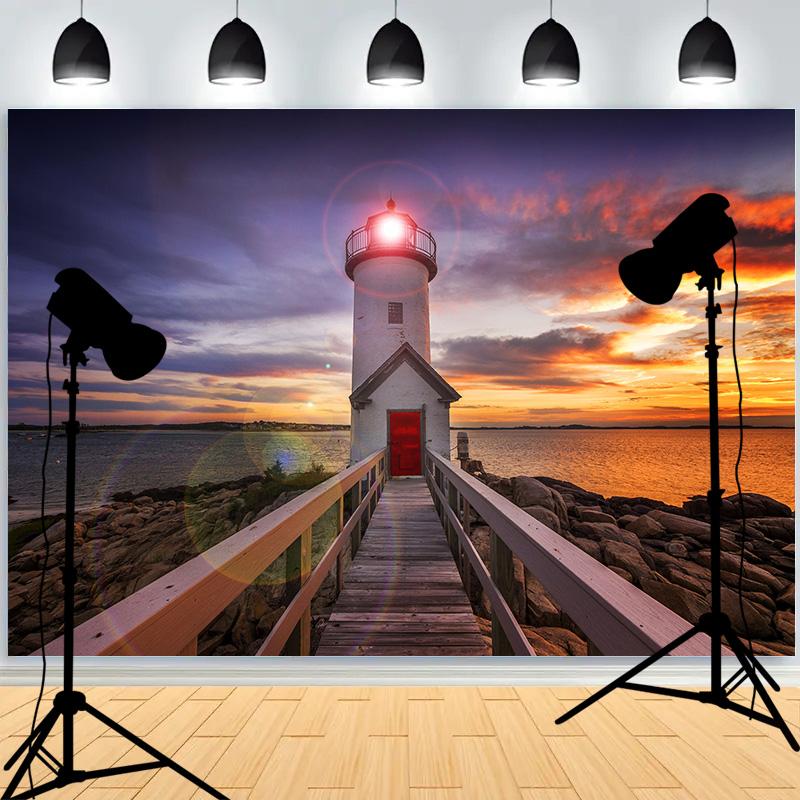 Marine Lighthouse Sailboat Theme Photography Background Wall Decor Romantic Healing Backdrops Portrait Photo Props LH-11