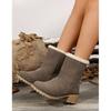 Foreign trade short tube velvet medium heel snow boots women's fur integrated women's cotton boots winter thickened large size flip cotton boots