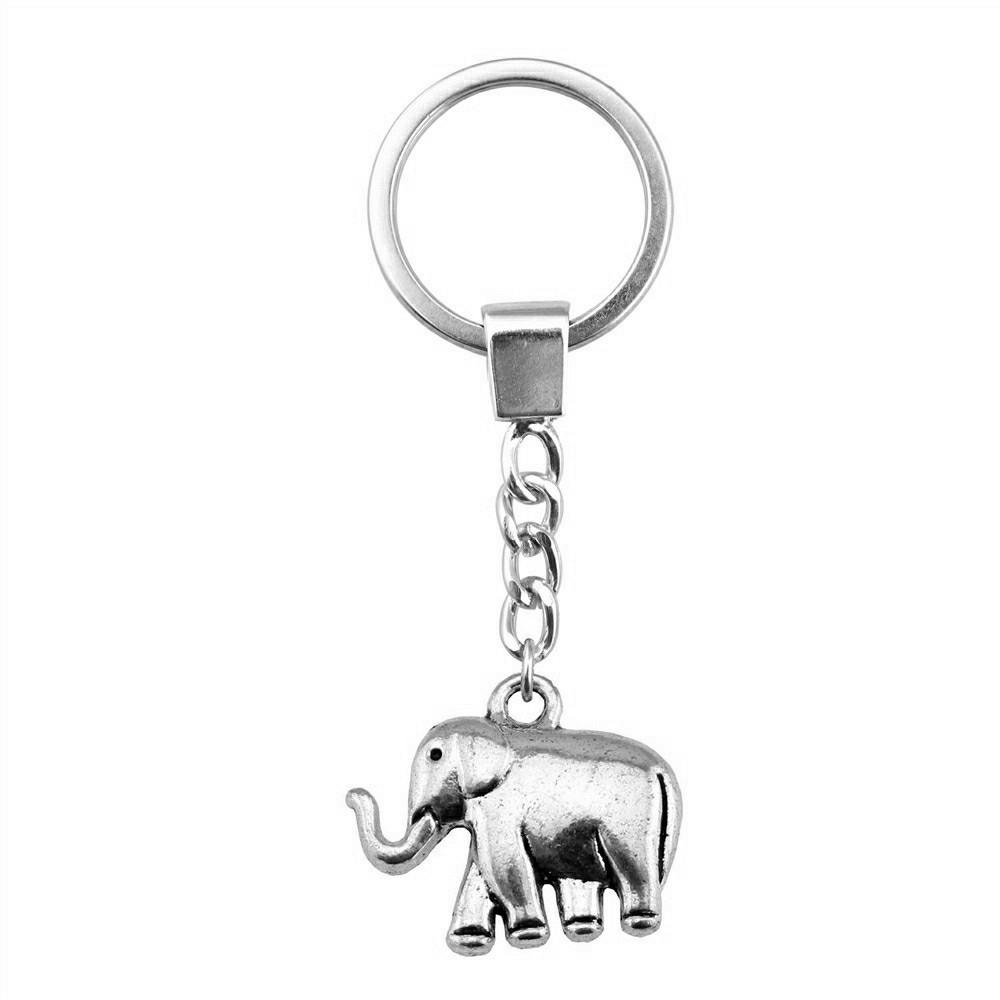 Pendentifs Porte-clés Éléphant Amoureux des Animaux Bijoux en Métal Artisanat Anneau 30mm