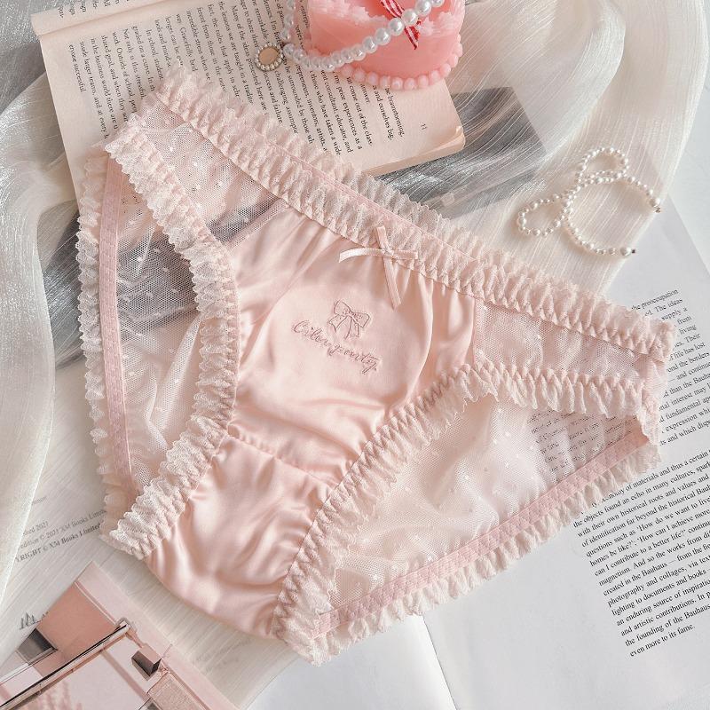 

Plus Size Women s Lace Panties Thin Breathable Sexy Women Briefs Cotton Crotch Comfortable XXXL рожевий
