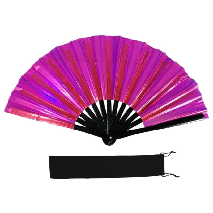 Ventaglio a mano pieghevole colorato scintillante in PVC per Eventi di Danza e Fitness Spettacoli Riflettenti Festival Ventaglio portatile