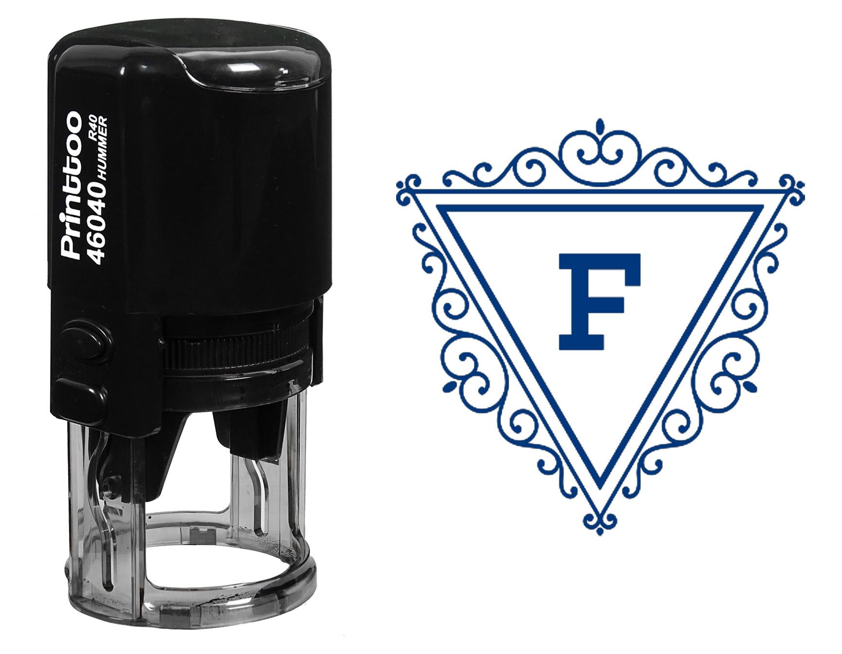 

Printtoo R-40 Самонабірний Гумовий Штамп Завитки Рамка Трикутник F Монограма Ініціал Офіс 30 mm Diameter (Approx) синій