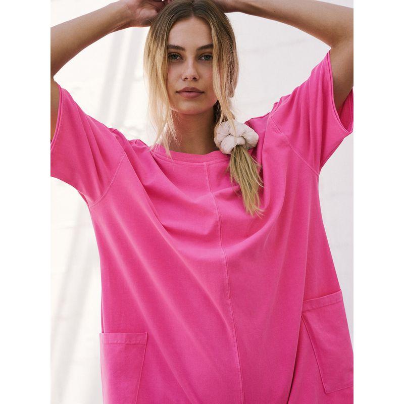 Casual Jumpsuit2024 European American Summer New Women's Clothing Loose Casual Short Sleeve V Neck Open Back Jumpsuit