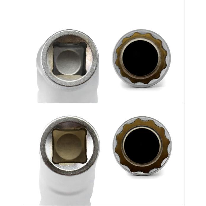 QWORK 14Mm&16Mm Magnetic Swivel Spark Plug Socket, Thin Wall Magnetic Rotating 3/8" Drive 12 Point Standard Spark Plug Socket Removal Tool 360-Degree