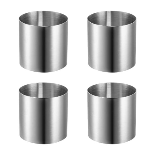 Amosfun Stainless Steel Circle Rings/Mousse Rings, 5cm Tall X 6cm Wide, Set of 4, Cookie Cutter, Cake Mold, Round, Small, Deep, Round Mold, Baking Rin