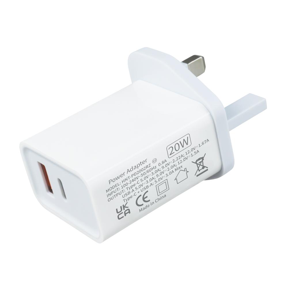PD 20W QC3.0 A+C UK Plug Type C Dual Ports Chargers Adapters Fast Charging Travel Wall Charger for IPhone Portable Adapter UKCA