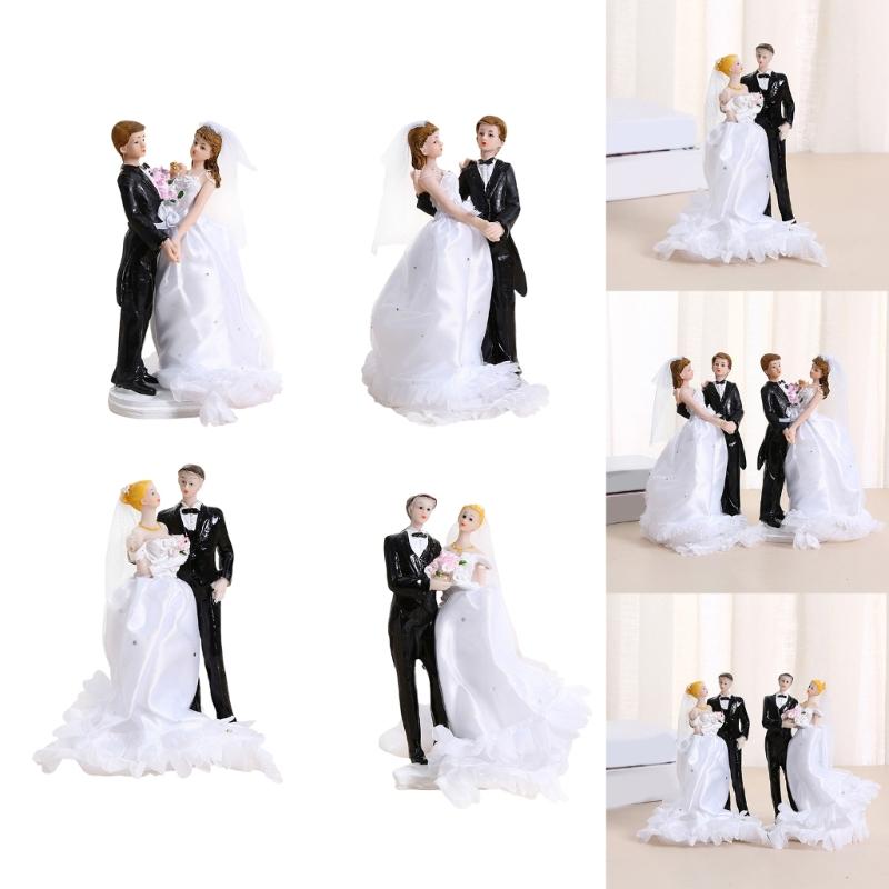 Resin Couple Figurine Wedding Cake Decoration For Anniversary Party Durable Friendly Home Display