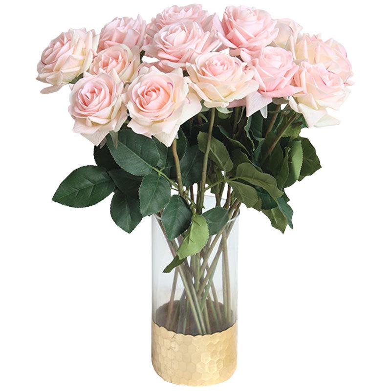 Single Stem Artificial Rose Arrangement for Home Décor - Silk Floral Display