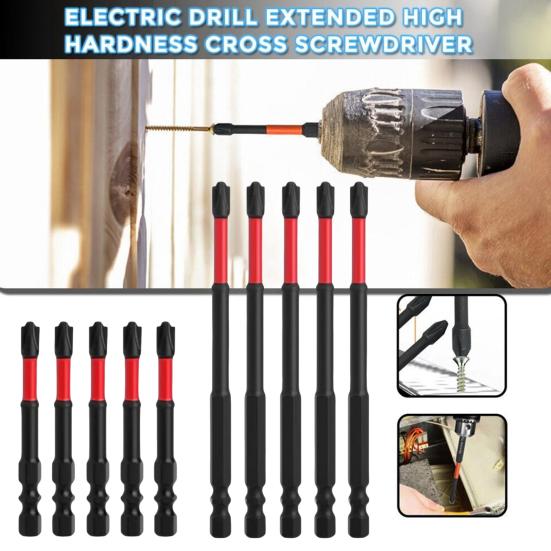 4/10Pcs Electricians Impact Screwdriver Bit Set 65mm 110mm Slotted Heads 1/4 Inch Hex Shank CNC Machined Metal Cross-Slot Screw Driver Drill Bits Kit