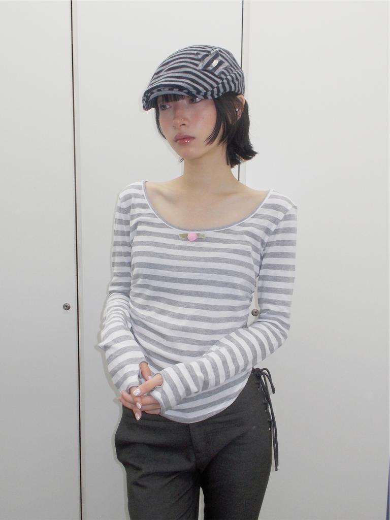 Hey Y2K Striped Hunting Cap (Black)
