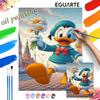 Donald Duck with Flowers Oil Paint by Numbers Painting Kit Handmade Diy Home Decoration Gift